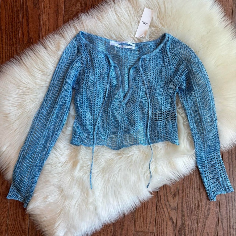 Urban outfitters silence + noise Mia open knit tie front sweater NWT